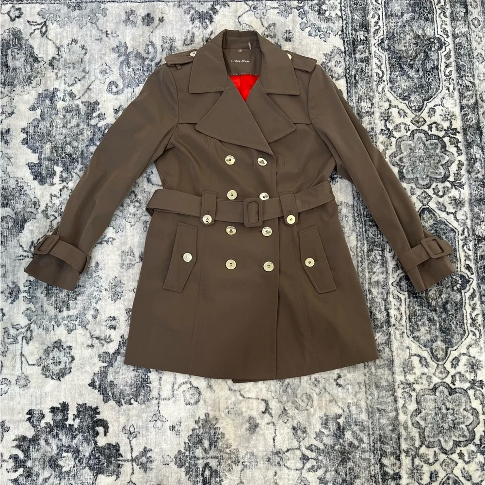Calvin Klein Women’s Trench Coat with Belt - Picture 1 of 7